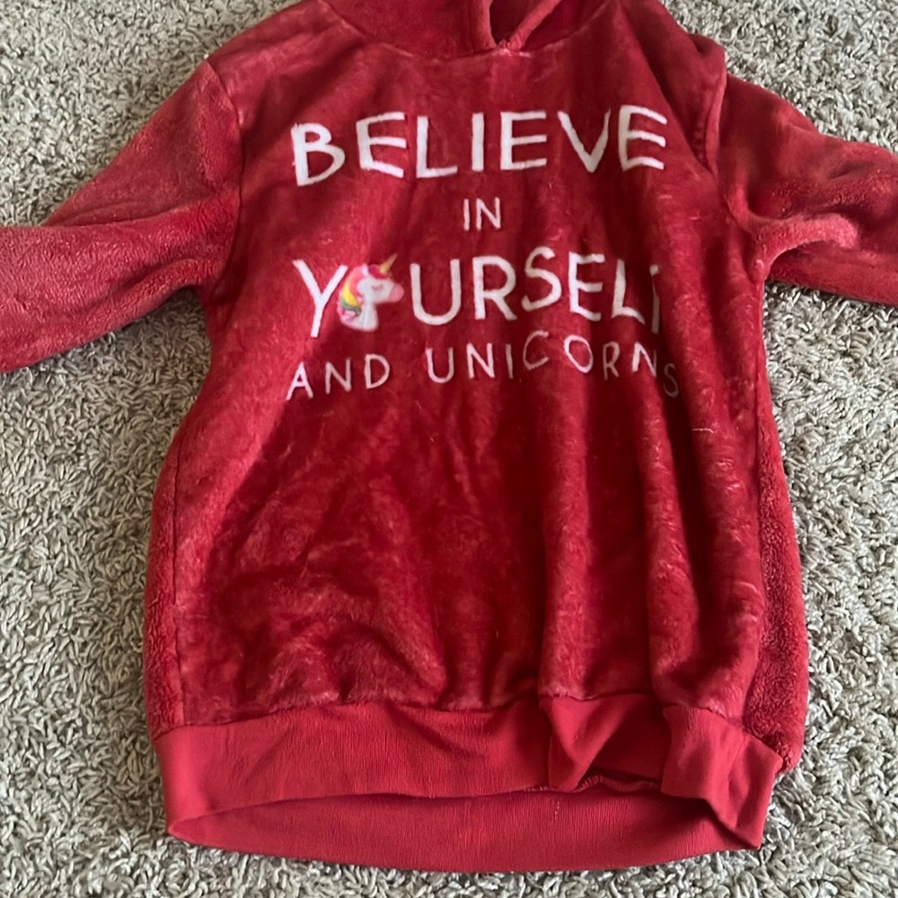 Red very soft sweater with hood! Very soft!